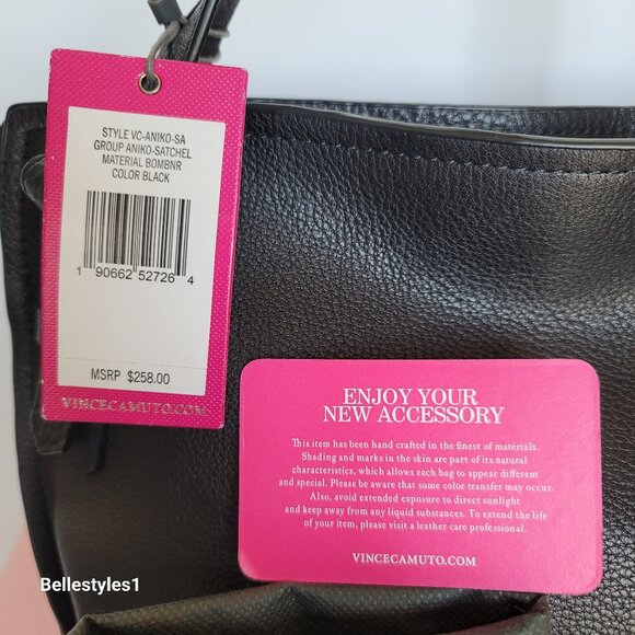 VINCE CAMUTO Aniko Satchel With Dual Handles- Black. PRE-OWNED. LIGHTLY USED.⭐ - Picture 16 of 16